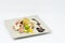 salad with avocado, mango, tuna, goat cheese, raisin crab sticks and salted pipes with modena vinegar. Healthy and balanced diet