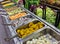 Salad bar with various fresh vegetables Sliced at supermarket. H