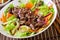 Salad with beef teriyaki