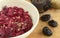 Salad of boiled beets with prunes and walnuts