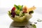 Salad in bowl brie cheese,