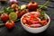 salad bowl on a rustic wooden table