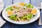 Salad chickpeas with tuna and egg