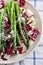 Salad with chicory radicchio and asparagus