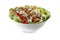 Salad cobb with crispy bacon, hard-boiled eggs, chicken breast, crumbled blue cheese and vegetables