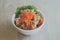 Salad crab stick mix with fresh vegetable and shrimp egg