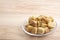 Salad Croutons on a Glass Plate