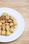 Salad Croutons on a White Plate