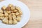 Salad Croutons on a White Plate