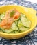 Salad of cucumber with salmon fish