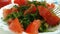 Salad cucumber tomato drops dill kitchen fork