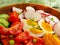Salad cucumbers, tomatoes, summer  homemade   antioxidant  eggs dinner cuisine a wooden background
