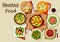 Salad dishes and healthy snack food icon