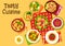 Salad dishes top view icon for healthy menu design