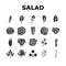 salad food healthy green fresh icons set vector