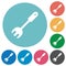 Salad fork spatula flat round icons