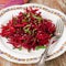 Salad of fresh beets and carrots with parsley