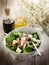 Salad with fresh spinach and tuna