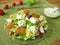 Salad with goat cream cheese