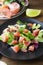 Salad with grapefruit, lose weigh food. Diet plan. Wooden rustic table