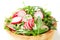 Salad greens with sliced radish