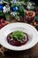 salad with herring is a traditional dish for Christmas