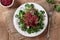 Salad with lamb`s lettuce and red beet sprouts