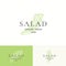 Salad Lettuce Abstract Vector Sign, Symbol or Logo Template. Premium Vegetable or Green Food Emblem. Hand Drawn Salad