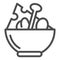 Salad line icon. Salad plate illustration isolated on white. Bowl full with meal outline style design, designed for web