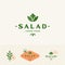 Salad Lorem Boutique Abstract Vector Sign, Symbol or Logo Templates Set. Premium Lettuce Vegetable or Green Food Emblems
