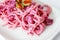 Salad of noodles and red radish