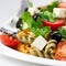 Salad with pasta and feta cheese