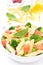 Salad with pasta, smoked salmon and vegetables