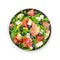 Salad with Pear, Arugula, Jamon, Blue Cheese and Blueberry, Delicious Fresh Salad, White Background