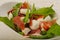 Salad with proscuitto, mozzarella