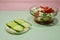 A salad with puffed rice bread