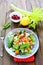 Salad with pumpkin and stem celery