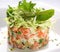 Salad with salmon, caviar and arugula