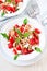 Salad with spelt, rucola, cherry tomato, greek cheese feta