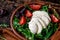 Salad with tomatoes and mozzarella cheese