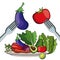 Salad vegetables eating food fork plate
