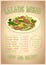 Salads menu list vector design