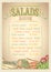 Salads menu list vector design concept