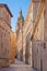 Salamanca - The Calle Compania street and baroque portal La Clerecia - Pontifical University