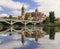 Salamanca Old and New Cathedrales reflected on Tormes River