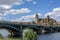 Salamanca Old and New Cathedrales reflected on Tormes River, Spain