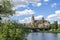 Salamanca Old and New Cathedrales reflected on Tormes River, Spain