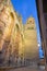 Salamanca - The south gothic portal of Catedral Nueva - New Cathedral at dusk.