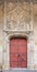 SALAMANCA, SPAIN, APRIL - 17, 2016: The Annunciation as the detail from gothic portal of romanesque church Iglesia de San Benito