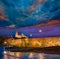 Salamanca sunset in roman bridge Tormes river